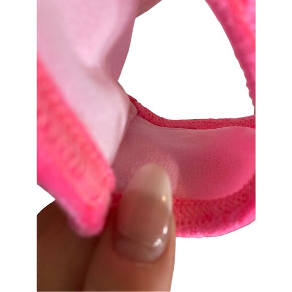 Asos High Waisted Hot Pink Barbie Velvet Cheeky Swim Bottoms - Picture 3 of 5